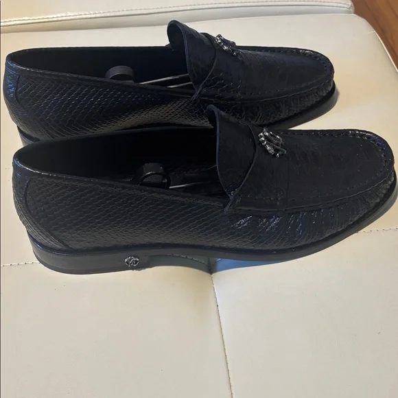 Roberto Cavalli Black crocodile embossed. Snake Monogram  display picture 1